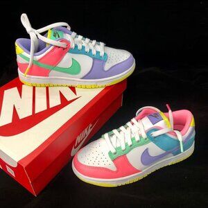 Nike Dunk Low Mismatched Pastel Rainbow Sneakers | Brand New in Box
